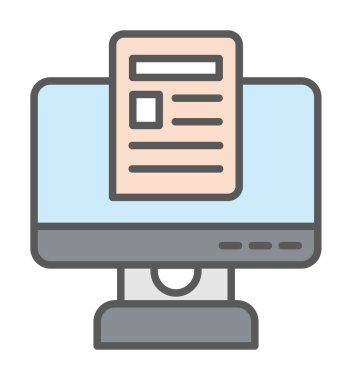 Yazı simgesi, vektör illüstrasyonlu bilgisayar ekranı