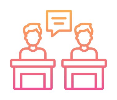 Konuşma yapan erkekler tartışma ikonu, vektör illüstrasyonunda ayakta duruyorlar