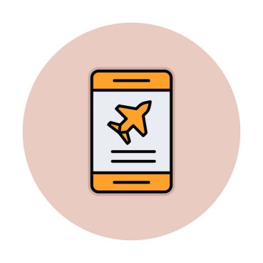 Uçak simgesi vektör illüstrasyonunda bilet