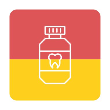 Diş izi simgesi olan ağız gargarası şişesi, vektör illüstrasyonu