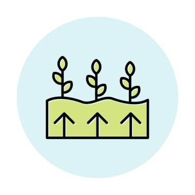 Bitkiler ve oklar ikon vektör çizimi. Jeotermal Enerji Konsepti                   