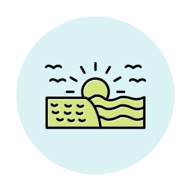 Deniz Ağı simgesinde gün doğumu, vektör illüstrasyonu 