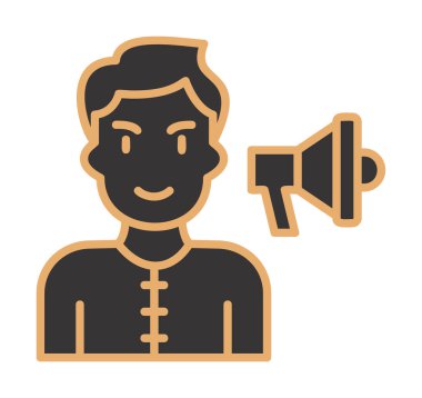 Gençler megafonla, vektör illüstrasyonuyla protesto ediyor  