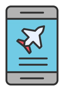 Uçak simgesi vektör illüstrasyonunda bilet