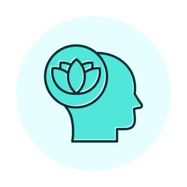 baş ve nilüfer çiçeği simgesi, vektör illüstrasyonu basit tasarım