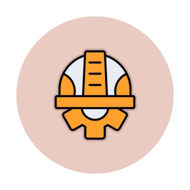 Güvenli Miğfer Düz Vektör Simgesi.                        