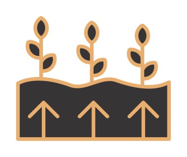 Bitkiler ve oklar ikon vektör çizimi. Jeotermal Enerji Konsepti                   