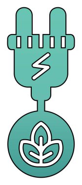 elektrik prizi, Yeşil Enerji simgesi, taslak illüstrasyon                  