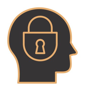 Erkekler kafasında kilit, yaratıcı vektör simgesi olan güvenlik kavramı