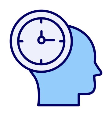 İnsan kafası ikonlu saat. vektör illüstrasyonu                          