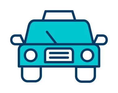 Basit taksi arabası simgesi, vektör illüstrasyonu