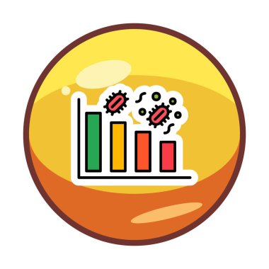 Grafik ve bakteri simgesi, vektör illüstrasyonu ile azalan kavram   
