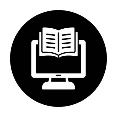 E-kitap ve bilgisayar ekran simgesi, vektör illüstrasyonu 