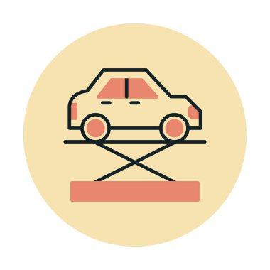 araba kriko ve onarım servisi, vektör illüstrasyonu  