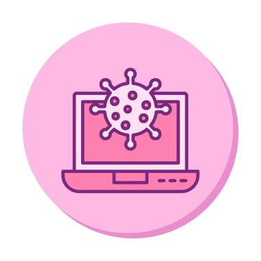 Kalkan virüs simgesine sahip dizüstü bilgisayar, düz dizayn 