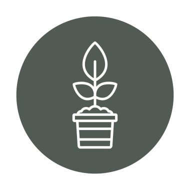 Çömlekteki düz bitkinin vektör çizimi