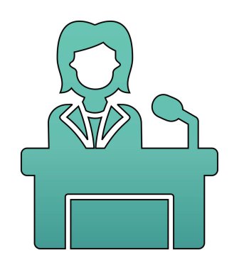 Konuşma standında konuşma yapan kadınlar, vektör illüstrasyonu