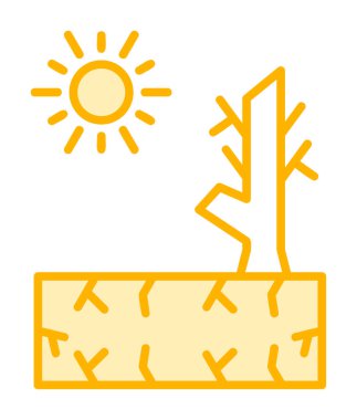 Kuraklık zeminli bir ağacın vektör düzlüğü simgesi 