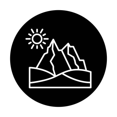 Çöl dağı manzara ikonu vektör illüstrasyon tasarımı