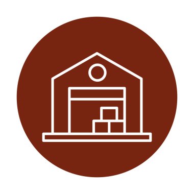 Kutu simgesi ve vektör illüstrasyonlu depo 