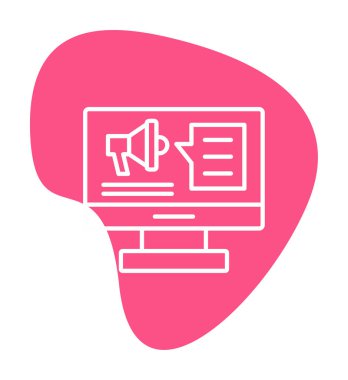 bilgisayar monitörü ve megafon, Dijital Kampanya konsept vektörü