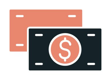 Nakit Dolar para simgesi, vektör illüstrasyonu 