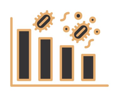 Grafik ve bakteri simgesi, vektör illüstrasyonu ile azalan kavram   