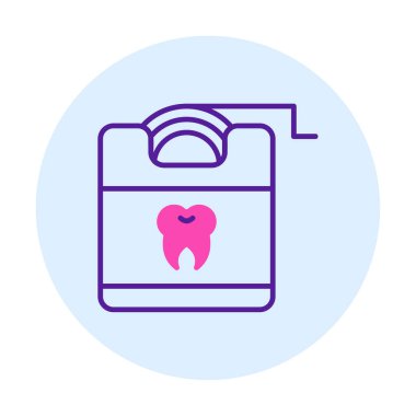 Diş ipi ikonu. Diş hekimi vektör illüstrasyonu.