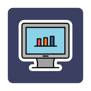 iş grafiği bilgisayar ekranında, vektör illüstrasyonu basit tasarım