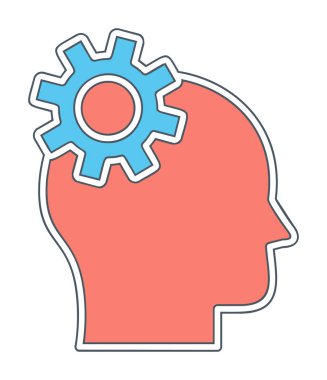 Düşünen baş simgesi, vektör çizimi basit tasarım