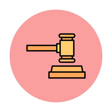 Açık arttırma çekiç ikonu. Taslak açık arttırma çekiç vektör rengi düz izole