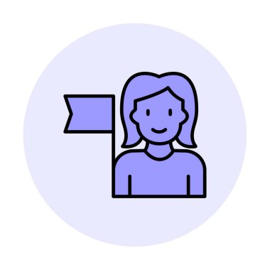 Bayrağı olan insanlar, tasarım vektörü illüstrasyonunda feminizm 