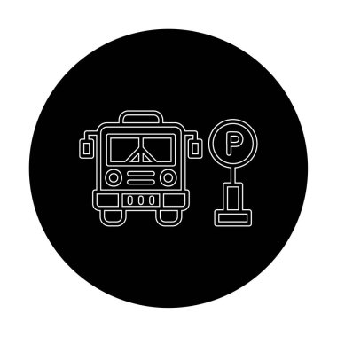 Otobüs park simgesinin vektör illüstrasyonu 