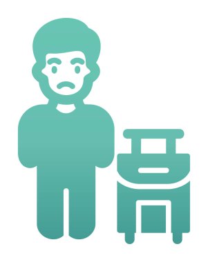 Valizli üzgün adamın vektör çizimi, mülteci