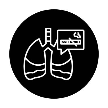 Akciğerler ve sigara ikonu yok, kanser konsepti, vektör illüstrasyonu  