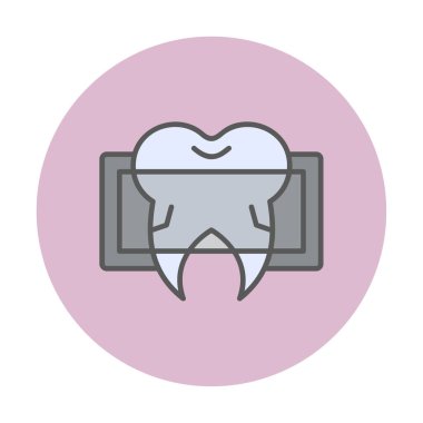 Diş bakımı ikonu, basit tasarım. Vektör çizimi. Diş röntgeni                                