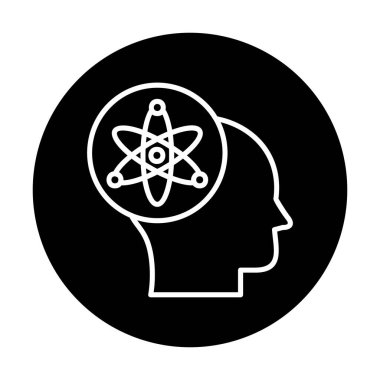 Atom, bilim simgesi, vektör illüstrasyon tasarımı olan insan kafası                                   
