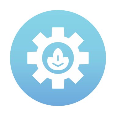 Bitki simgesiyle çark, gezegen konseptinin ekolojik sürdürülebilirliği, vektör illüstrasyonu