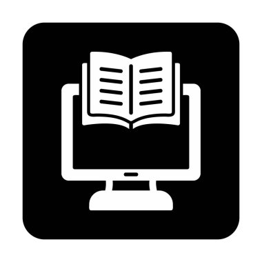 E-kitap ve bilgisayar ekran simgesi, vektör illüstrasyonu 