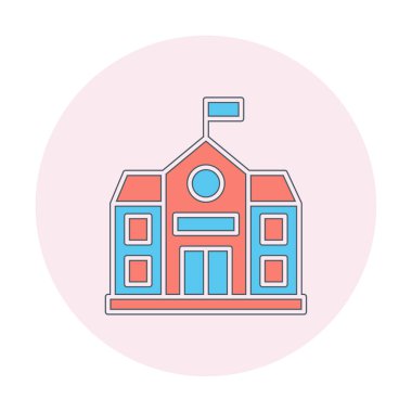 Okul binası simgesi, vektör illüstrasyonu