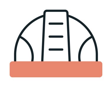 İnşaat Miğferi. İnşaat endüstrisi simgesi ana hatlarıyla doldurulmuş                    