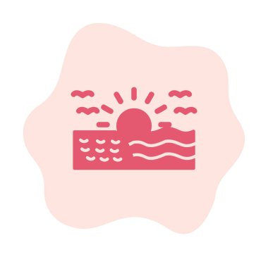 Deniz Ağı simgesinde gün doğumu, vektör illüstrasyonu 