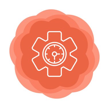 Saat simgesi, vektör illüstrasyonu, zaman sembolü ayarlanıyor. İçerideki saat dişlisi 