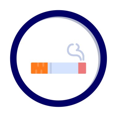 sigara duman simgesi, satır biçimi, vektör illüstrasyonu