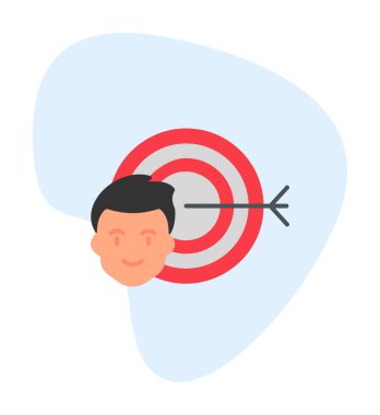 Hedef simgesi olan adam başı, Hedefler konsepti 