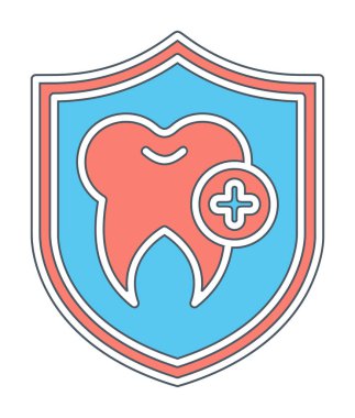 Diş koruma kalkanı ikon vektörü. İnce çizgi işareti. Önleme izole edilmiş kontür sembolü gösterimi