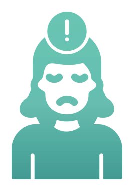 Ünlem işareti olan kadın düz simge, panik konsepti, vektör illüstrasyonu