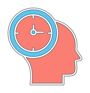 İnsan kafası ikonlu saat. vektör illüstrasyonu                          