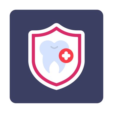 Diş koruma kalkanı ikon vektörü. İnce çizgi işareti. Önleme izole edilmiş kontür sembolü gösterimi