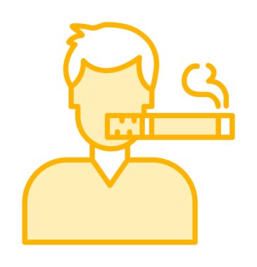 Sigara ikonlu sigara içen adam, vektör illüstrasyonu 